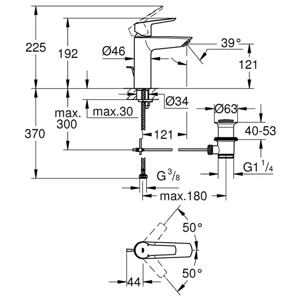 Grohe Start Смеситель для раковины M-Size, хром (23455002)