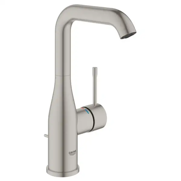 Змішувач для умивальника Grohe Essence New L-Size з донним клапаном, supersteel (24174DC1)