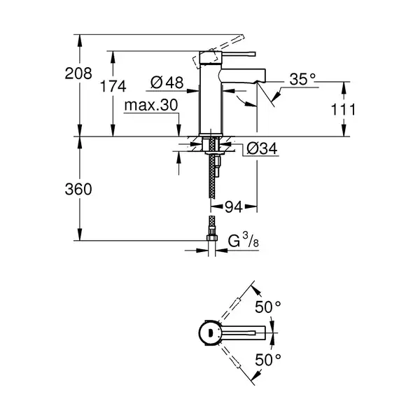 Змішувач для умивальника Grohe Essence New S-Size, хром (34813001) Змішувач для умивальника Grohe Essence New S-Size, хром (34813001)