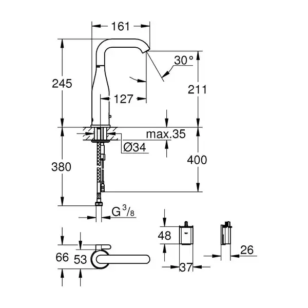 Змішувач для умивальника GROHE Essence E інфрачервоний 1/2, hard graphite (36445A00)