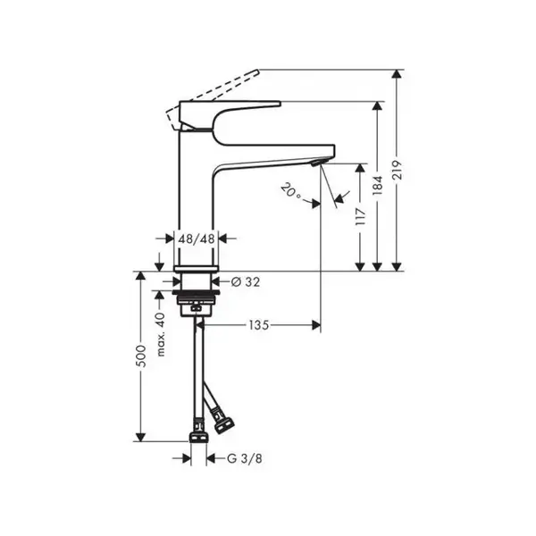 Змішувач для умивальника Hansgrohe Metropol 100 (32500990)