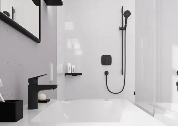 Смеситель для раковины 100 Hansgrohe Logis CoolStart (цвет - чёрный матовый), без донного клапана 71103670