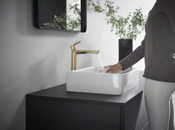 Смеситель для раковины высокий Hansgrohe Talis E (цвет - шлифованная бронза), без донного клапана 71717140