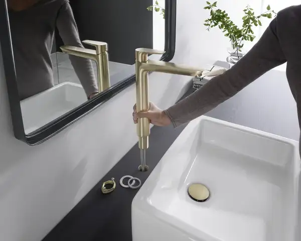 Смеситель для раковины высокий Hansgrohe Talis E (цвет - шлифованная бронза), без донного клапана 71717140