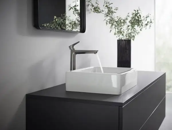 Смеситель для раковины высокий Hansgrohe Talis E (цвет - шлифованный чёрный хром), без донного клапана 71717340