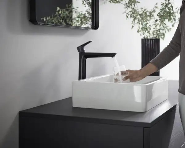 Змішувач для раковини високий Hansgrohe Talis E (колір - чорний матовий), без донного клапана 71717670 Змішувач для раковини високий Hansgrohe Talis E (колір - чорний матовий), без донного клапана 71717670