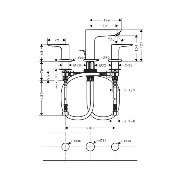 Змішувач для умивальника Hansgrohe Talis E (71733990)