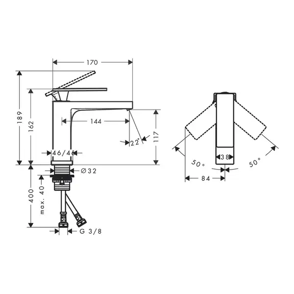 Hansgrohe Tecturis E 110 EcoSmart+ Змішувач для раковини, хром (73011000)