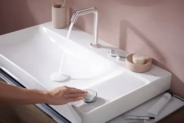 Смеситель для раковины 150 CoolStart на 2 отверстия Hansgrohe Tecturis S (цвет - хром), с донным клапаном 73353000