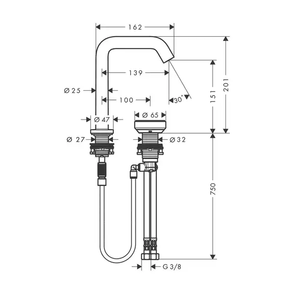 Hansgrohe Tecturis S Змішувач для раковини, чорний матовий (73353670)