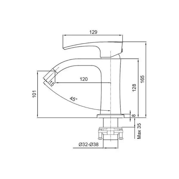 KOER KB-12007-04 Смеситель для умывальника, хром+белый (KR5151)
