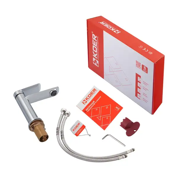 Koer KB-10028-01 Змішувач для умивальника, хром (KR5289)