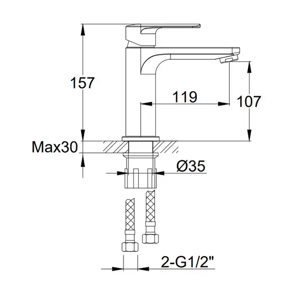 Kohlman Texen Chrome Змішувач для раковини, низький, хром (QB100T)