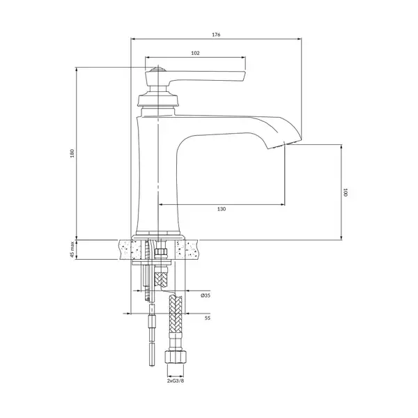 смеситель для умывальника Omnires Armance antique copper (AM5210ORB)