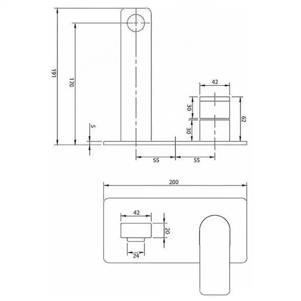 змішувач для умивальника Omnires Baretti прихованого монтажу, black mat (BA7815BL) (BA7812BL)
