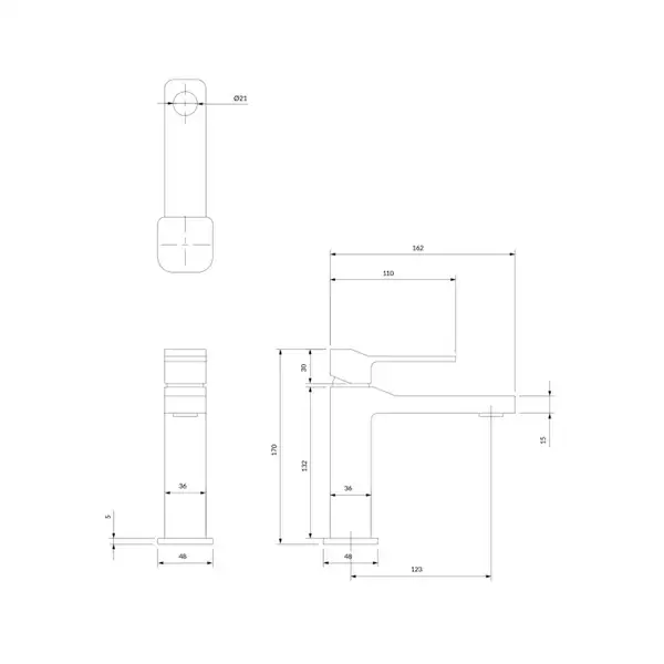 змішувач для умивальника Omnires Slide graphite (SL7710GR)