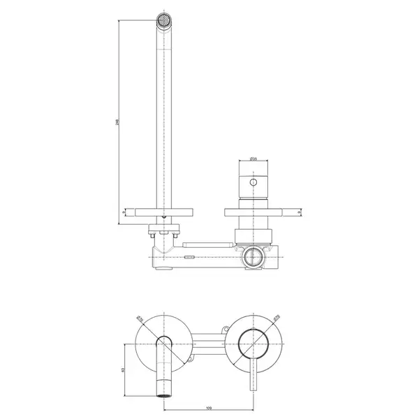 Змішувач для умивальника настінний Paffoni Light, вилив 24,8 см, Brushed Copper (LIG106RMSP70)