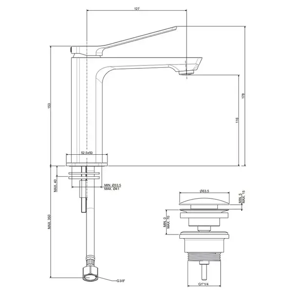 Смеситель для раковины Paffoni Tilt (цвет - хром), с донным клапаном Clic-Clac (TI071KCR)