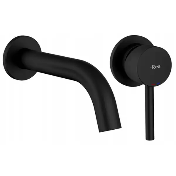 Смеситель для раковины (умывальника) REA LUNGO BLACK MAT + BOX черный настенный скрытого монтажа (BAT-B0969)