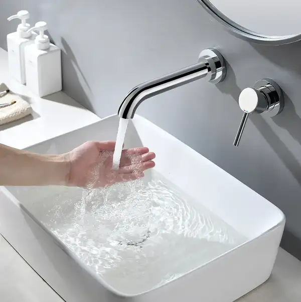 Смеситель для раковины (умывальника) REA LUNGO LONG CHROM + BOX хром скрытого монтажа (REA-B0369)