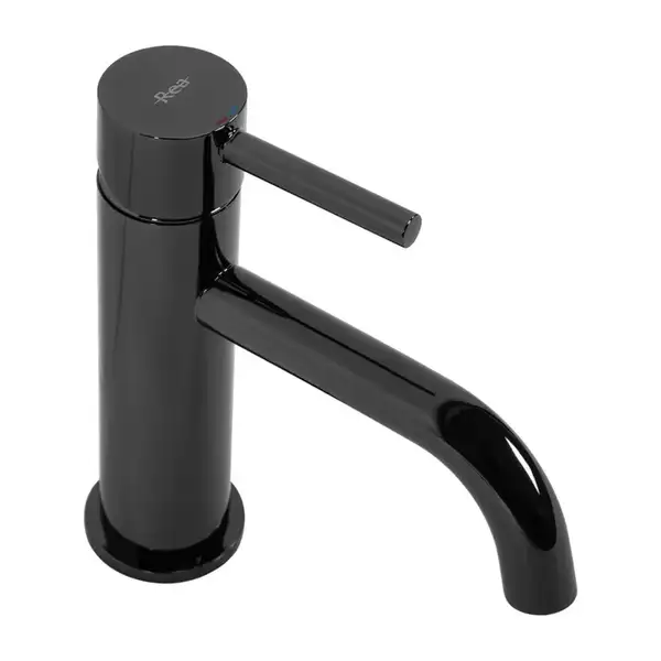 Смеситель для раковины (умывальника) REA LUNGO BLACK GLOSSY черный низкий (REA-B0661)