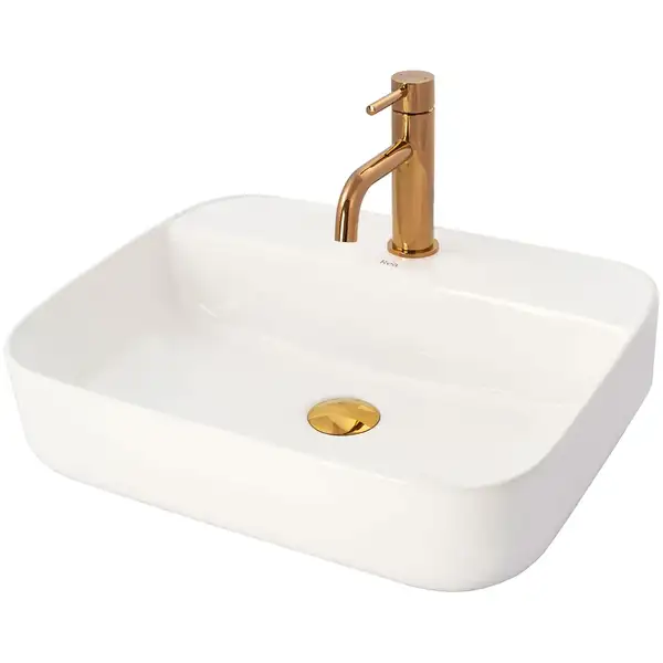 Смеситель для раковины (умывальника) REA LUNGO ROSE GOLD LOW розовое золото низкий (REA-B4500)