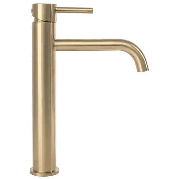 Смеситель для раковины (умывальника) REA LUNGO BRUSHED GOLD высокий (REA-B4526)