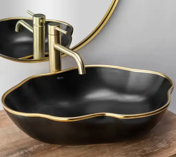 Смеситель для раковины (умывальника) REA LUNGO BRUSHED GOLD высокий (REA-B4526)