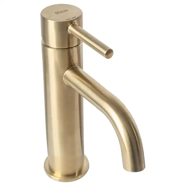 Смеситель для раковины (умывальника) REA LUNGO BRUSHED GOLD низкий (REA-B4527)