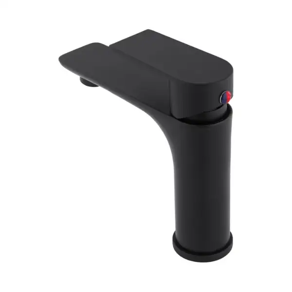 Змішувач для раковини (умивальника) Yoka HUMA 24 BLACK чорний низький (BU.HUMA-24-BLK)