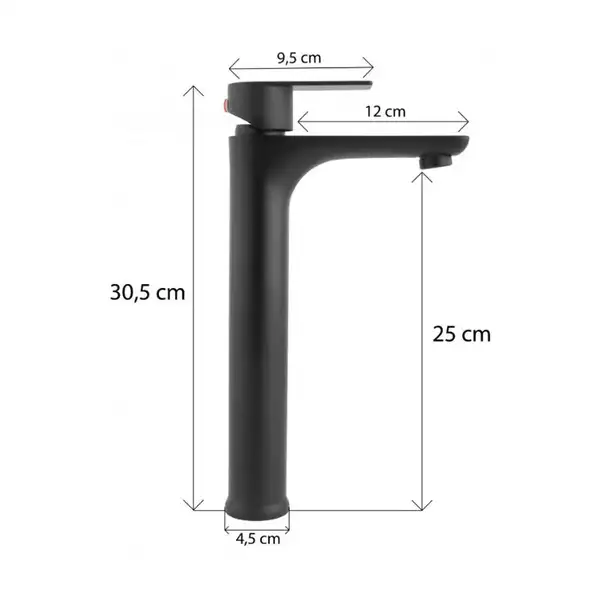 Змішувач для раковини (умивальника) Yoka HUMA 36 BLACK (BU.HUMA-36-BLK)