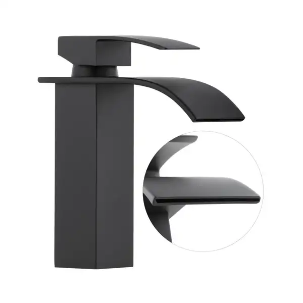 Смеситель для раковины (умывальника) Yoka NIAGARA 24 BLACK черный низкий (BU.NIAGARA 24-BLK)