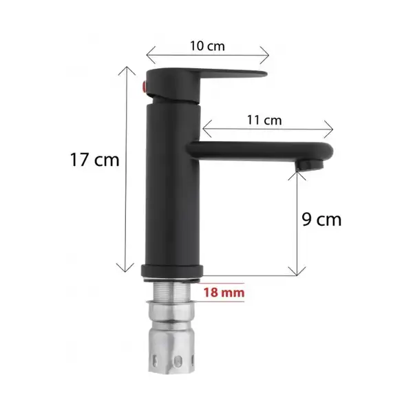 Смеситель для раковины (умывальника) Yoka SENA 24 BLACK черный низкий (BU.SENA-24-BLK)