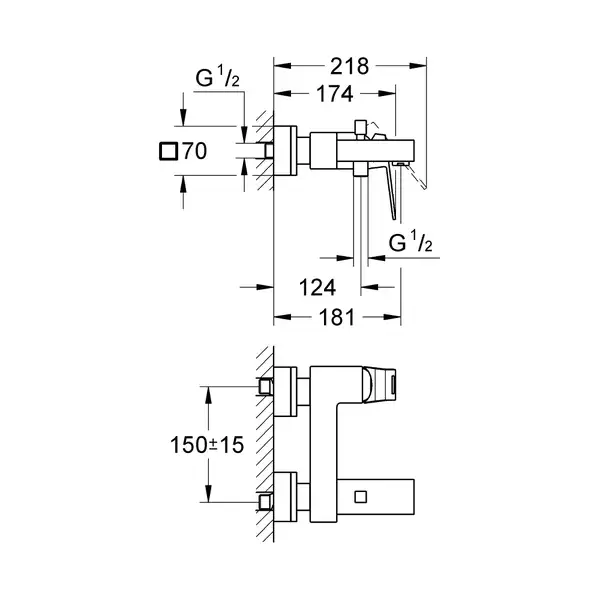 Змішувач для ванни Grohe Eurocube, сталь (23140DC0)