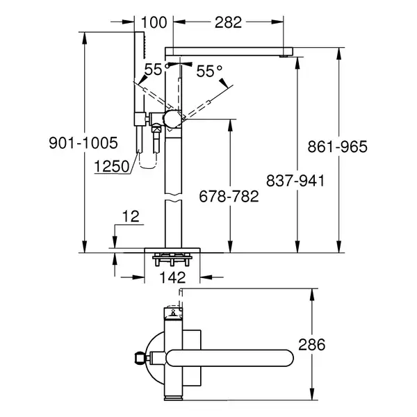 Grohe Plus Смеситель для ванны, напольный, хром (23846003)