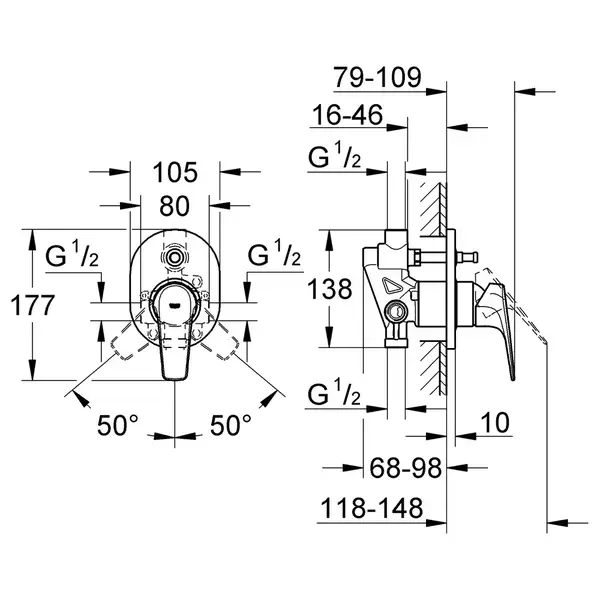 Grohe BauFlow Смеситель скрытого монтажа, хром (29045000)