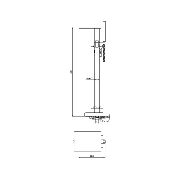 Смеситель для ванны KOHLMAN NEXEN CHROME напольный (QF1165U)