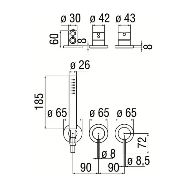 Nobili Змішувач для ванни WESK100/1TCR, хром (WESK100/1TCR)
