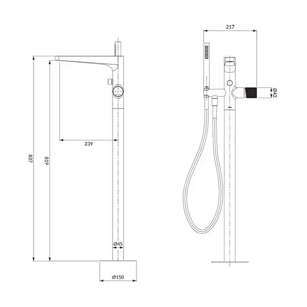 Omnires Contour Смеситель для ванны, хром (CT8033CR)