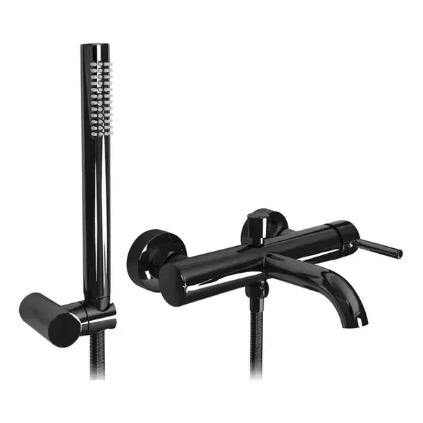 Смеситель для ванны и душа REA LUNGO BLACK GLOSSY настенный с изливом (REA-B4422)