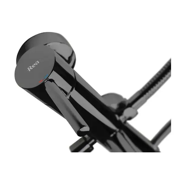 Смеситель для ванны и душа REA LUNGO BLACK GLOSSY настенный с изливом (REA-B4422)