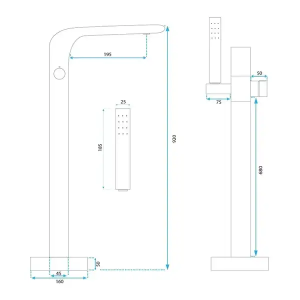 Смеситель для ванны REA CLARK CHROME хром напольный (REA-B5301)