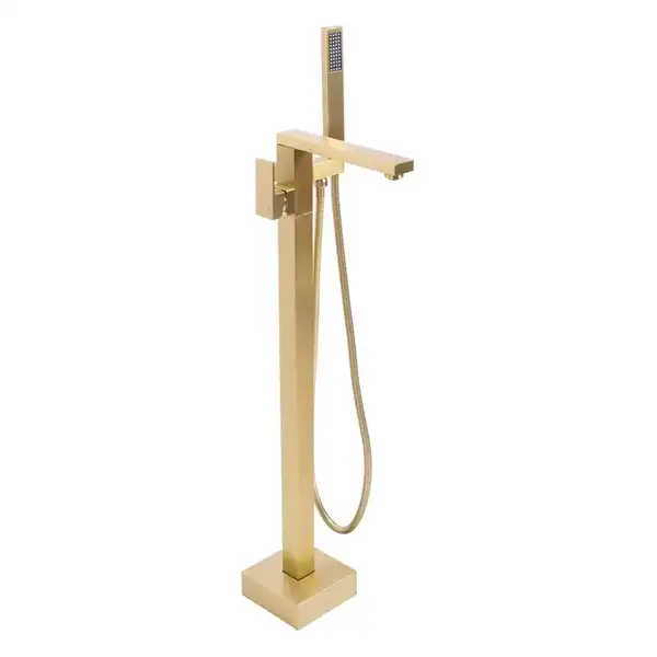 Смеситель для ванны REA TERY BRUSHED GOLD матовое золото напольный (REA-B5307)