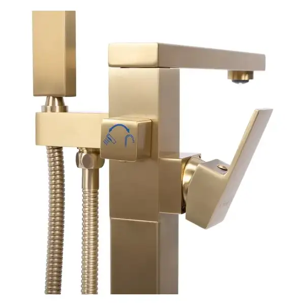 Смеситель для ванны REA TERY BRUSHED GOLD матовое золото напольный (REA-B5307)