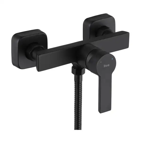 Смеситель для ванны и душа REA ARGUS BLACK MATT черный настенный без излива (REA-B6406)