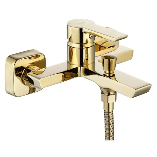 Смеситель для ванны и душа REA  ARGUS GOLD золотой настенный с изливом (REA-B6409)
