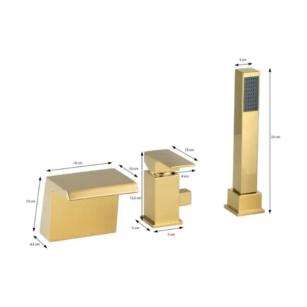 Змішувач для ванни Yoka TRIO GOLD трикомпонентний на борт ванни (BW.TRIO GLD)