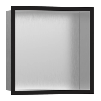 Настенная ниша из матовой нержавеющей стали с дизайнерской рамкой Hansgrohe XtraStoris Individual 30 х 30 х 10 см, чёрный матовый (56097670) фото 1 Aquada.com.ua