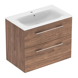 Тумба с раковиной Geberit Selnova Square slim rim 80, тёмный орех (501.242.00.1) фото 1 Aquada.com.ua