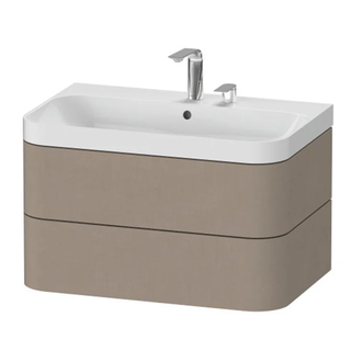 Тумба подвесная с раковиной c-shaped Duravit Happy D.2 Plus 77,5 х 49 см, лён (HP4347E7575) фото 1 Aquada.com.ua